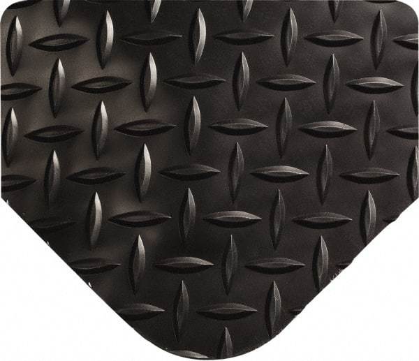 Wearwell - 10' Long x 3' Wide, Dry Environment, Anti-Fatigue Matting - Black, Vinyl with Urethane Sponge Base, Beveled on All 4 Sides - Exact Tool & Supply