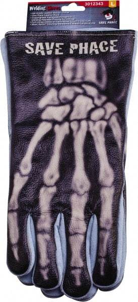 Save Phace - Size L Cotton Lined Leather Heat Resistant Glove - 14" OAL, Band Cuff, Wing Thumb, For General Welding - Exact Tool & Supply