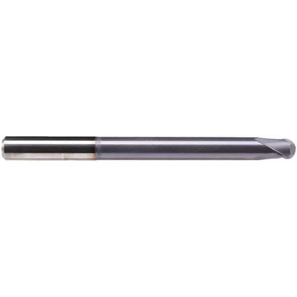 Emuge - 3mm Diam, 3.5mm LOC, 2 Flute Solid Carbide Ball End Mill - TiAlN Finish, Single End, 80mm OAL, 6mm Shank Diam, Ball Flute - Exact Tool & Supply