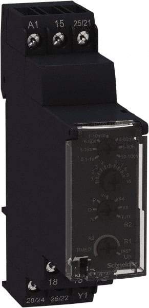 Schneider Electric - 4 Pin, 100 hr Delay, Multiple Range DPDT Time Delay Relay - 8 Contact Amp, 250 Volt, On Board Trimpot - Exact Tool & Supply