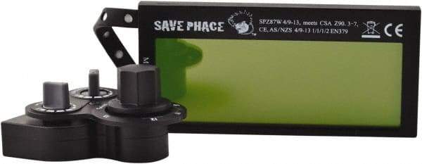 Save Phace - 3.74" Wide x 1.38" High, Lens Shade 4/9 to 13, Polycarbonate Auto-Darkening Filter - 1/4" Thick, Green, Inside Mount - Exact Tool & Supply