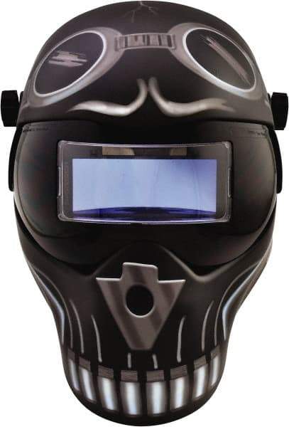 Save Phace - 4-1/4" Window Width x 2" Window Height, 4, 9 to 13 Shade Auto-Darkening Lens, Fixed Front Welding Helmet - Black/White, Nylon Green Lens - Exact Tool & Supply