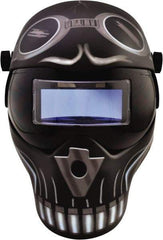 Save Phace - 4-1/4" Window Width x 2" Window Height, 4, 9 to 13 Shade Auto-Darkening Lens, Fixed Front Welding Helmet - Black/White, Nylon Green Lens - Exact Tool & Supply
