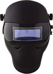 Save Phace - 3.74" Window Width x 1.38" Window Height, 4, 9 to 13 Shade Auto-Darkening Lens, Fixed Front Welding Helmet - Black, Nylon Green Lens - Exact Tool & Supply