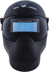 Save Phace - 3.62" Window Width x 1.42" Window Height, 3 to 10 Shade Auto-Darkening Lens, Fixed Front Welding Helmet - Black, Nylon Green Lens - Exact Tool & Supply