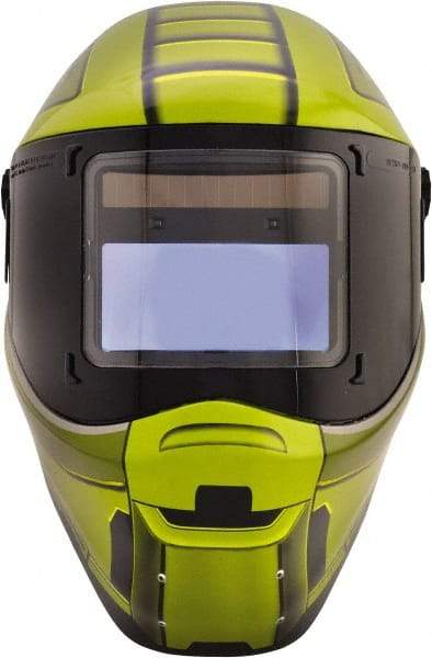 Save Phace - 4.33" Window Width x 3.54" Window Height, 3 to 10 Shade Auto-Darkening Lens, Fixed Front Welding Helmet - Green/Black, Nylon Green Lens - Exact Tool & Supply