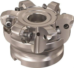 Seco - 6 Inserts, 48.8mm Cutter Diam, 1.8mm Max Depth of Cut, Indexable High-Feed Face Mill - 3/4" Arbor Hole Diam, 8.15mm Keyway Width, 40mm High, R220.21 Toolholder, 218.21-230 Inserts, Series High Feed 6 - Exact Tool & Supply