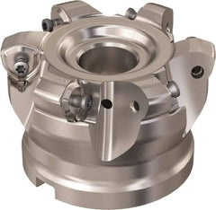 Seco - 6 Inserts, 61.7mm Cutter Diam, 1.8mm Max Depth of Cut, Indexable High-Feed Face Mill - 1" Arbor Hole Diam, 9.7mm Keyway Width, 50mm High, R220.21 Toolholder, 218.21-230 Inserts, Series High Feed 6 - Exact Tool & Supply