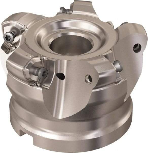 Seco - 5 Inserts, 61.7mm Cutter Diam, 1.8mm Max Depth of Cut, Indexable High-Feed Face Mill - 1" Arbor Hole Diam, 9.7mm Keyway Width, 50mm High, R220.21 Toolholder, 218.21-230 Inserts, Series High Feed 6 - Exact Tool & Supply