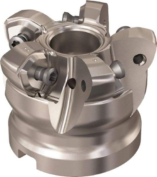 Seco - 5 Inserts, 36.1mm Cutter Diam, 1.8mm Max Depth of Cut, Indexable High-Feed Face Mill - 3/4" Arbor Hole Diam, 8.15mm Keyway Width, 40mm High, R220.21 Toolholder, 218.21-230 Inserts, Series High Feed 6 - Exact Tool & Supply