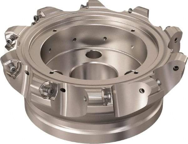 Seco - 10 Inserts, 145.2mm Cutter Diam, 1.8mm Max Depth of Cut, Indexable High-Feed Face Mill - 40mm Arbor Hole Diam, 16.4mm Keyway Width, 63mm High, R220.21 Toolholder, 218.21-230 Inserts, Series High Feed 6 - Exact Tool & Supply