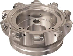 Seco - 10 Inserts, 145.2mm Cutter Diam, 1.8mm Max Depth of Cut, Indexable High-Feed Face Mill - 40mm Arbor Hole Diam, 16.4mm Keyway Width, 63mm High, R220.21 Toolholder, 218.21-230 Inserts, Series High Feed 6 - Exact Tool & Supply