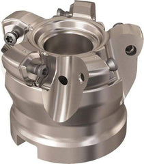 Seco - 5 Inserts, 48.3mm Cutter Diam, 1.8mm Max Depth of Cut, Indexable High-Feed Face Mill - 27mm Arbor Hole Diam, 12.4mm Keyway Width, 50mm High, R220.21 Toolholder, 218.21-230 Inserts, Series High Feed 6 - Exact Tool & Supply