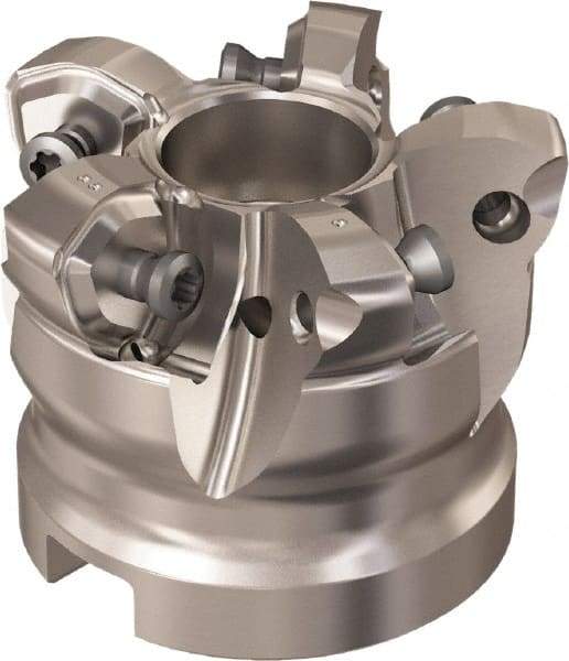 Seco - 5 Inserts, 35.6mm Cutter Diam, 1.8mm Max Depth of Cut, Indexable High-Feed Face Mill - 22mm Arbor Hole Diam, 10.4mm Keyway Width, 40mm High, R220.21 Toolholder, 218.21-230 Inserts, Series High Feed 6 - Exact Tool & Supply