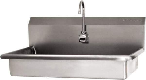 SANI-LAV - 27" Long x 16-1/2" Wide Inside, 1 Compartment, Grade 304 Stainless Steel ADA Hand Sink with Electronic Faucet - 16 Gauge, 30" Long x 20" Wide x 21-1/2" High Outside, 5-1/2" Deep - Exact Tool & Supply