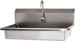 SANI-LAV - 27" Long x 16-1/2" Wide Inside, 1 Compartment, Grade 304 Stainless Steel ADA Hand Sink with Electronic Faucet - 16 Gauge, 30" Long x 20" Wide x 21-1/2" High Outside, 5-1/2" Deep - Exact Tool & Supply