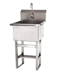 SANI-LAV - 24" Long x 24" Wide Inside, 1 Compartment, Grade 304 Stainless Steel ADA Hand Sink with Electronic Faucet - 14 Gauge, 27" Long x 27-1/2" Wide x 48" High Outside, 12" Deep - Exact Tool & Supply