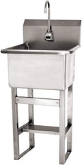 SANI-LAV - 18" Long x 18" Wide Inside, 1 Compartment, Grade 304 Stainless Steel Utility Sink - 14 Gauge, 21" Long x 20-1/2" Wide x 48" High Outside, 12" Deep - Exact Tool & Supply