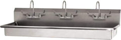 SANI-LAV - 65" Long x 16-1/2" Wide Inside, 1 Compartment, Grade 304 Stainless Steel (2) Person Wash-Station with Electronic Faucet - 16 Gauge, 68" Long x 20" Wide x 21-1/2" High Outside, 5-1/2" Deep - Exact Tool & Supply