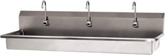 SANI-LAV - 65" Long x 16-1/2" Wide Inside, 1 Compartment, Grade 304 Stainless Steel (2) Person Wash-Station with Double Foot Valves - 16 Gauge, 68" Long x 20" Wide x 21-1/2" High Outside, 5-1/2" Deep - Exact Tool & Supply