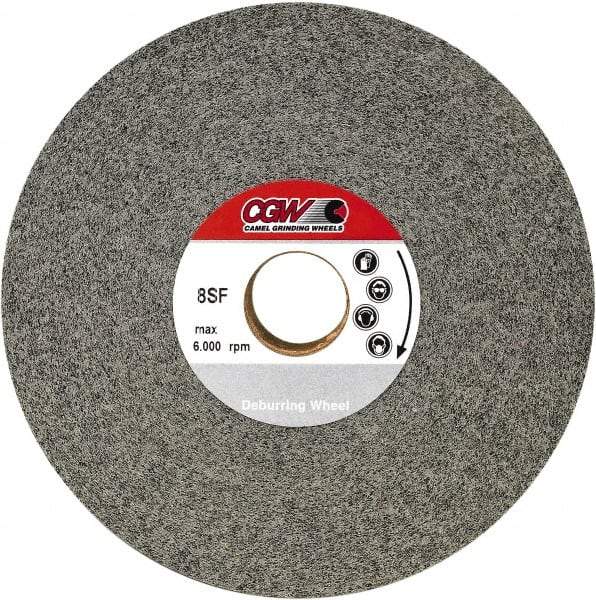 Camel Grinding Wheels - 8" Diam, 1" Face Width, 3" Center Hole, Fine Grade, Silicon Carbide Deburring Wheel - Convolute, Hard Density 8 Grade, 4,500 RPM - Exact Tool & Supply