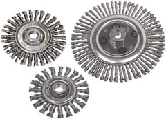 Camel Grinding Wheels - 6-1/2" OD, 5/8-11 Arbor Hole, Stringer Bead Steel Wheel Brush - 6-1/2" Face Width, 1-1/4" Trim Length, 0.02" Filament Diam - Exact Tool & Supply