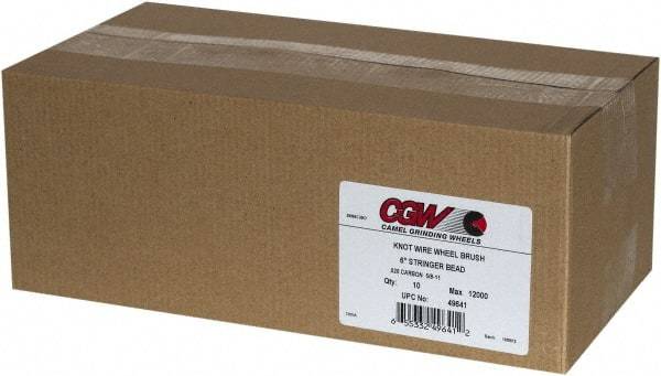 Camel Grinding Wheels - 4" Diam, 5/8-11 Threaded Arbor, Steel Fill Cup Brush - 0.02 Wire Diam, 7/8" Trim Length, 8,500 Max RPM - Exact Tool & Supply