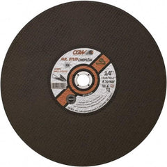 Camel Grinding Wheels - 14" 30 Grit Aluminum Oxide Cutoff Wheel - 3/32" Thick, 1" Arbor, 4,400 Max RPM - Exact Tool & Supply