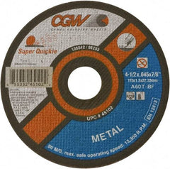 Camel Grinding Wheels - 6" 60 Grit Aluminum Oxide Cutoff Wheel - 0.045" Thick, 7/8" Arbor, 10,200 Max RPM - Exact Tool & Supply