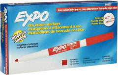 Expo - Red, Fine Point, Dozen Low Odor Dry Erase Markers - For Use with Dry Erase Marker Boards - Exact Tool & Supply