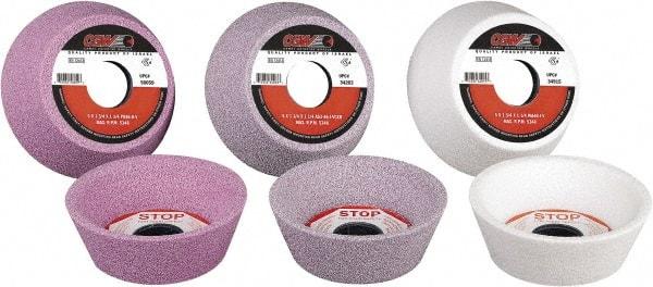 Camel Grinding Wheels - 5" Diam, 1-1/4" Hole Size, 1-1/2" Overall Thickness, 46 Grit, Type 6 Tool & Cutter Grinding Wheel - Medium Grade, Aluminum Oxide, K Hardness, Vitrified Bond - Exact Tool & Supply