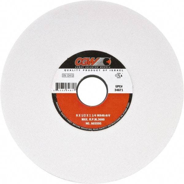 Camel Grinding Wheels - 12" Diam x 3" Hole x 1" Thick, J Hardness, 46 Grit Surface Grinding Wheel - Aluminum Oxide, Type 1, Medium Grade, Vitrified Bond, No Recess - Exact Tool & Supply