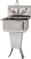 SANI-LAV - 19" Long x 16" Wide Inside, 1 Compartment, Grade 304 Stainless Steel Hand Sink Wall Mount with Manual Faucet - 18 Gauge, 21" Long x 20" Wide x 46" High Outside, 10" Deep - Exact Tool & Supply