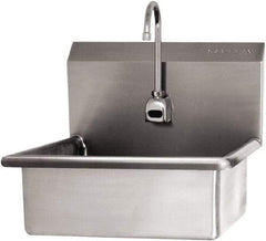 SANI-LAV - 19" Long x 15-1/2" Wide Inside, 1 Compartment, Grade 304 Stainless Steel Hand Sink Wall Mount with Electronic Faucet - 16 Gauge, 23" Long x 20" Wide x 20-1/2" High Outside, 5" Deep - Exact Tool & Supply