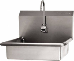 SANI-LAV - 19" Long x 15-1/2" Wide Inside, 1 Compartment, Grade 304 Stainless Steel Hand Sink Wall Mount with Electronic Faucet - 16 Gauge, 22" Long x 19" Wide x 20-1/2" High Outside, 5" Deep - Exact Tool & Supply