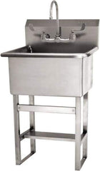 SANI-LAV - 22" Long x 16" Wide Inside, 1 Compartment, Grade 304 Stainless Steel Scrub Sink Wall Mount with Electronic Faucet - 16 Gauge, 25" Long x 19-1/2" Wide x 46-1/2" High Outside, 10-1/2" Deep - Exact Tool & Supply