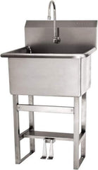 SANI-LAV - 22" Long x 16" Wide Inside, 1 Compartment, Grade 304 Stainless Steel Scrub Sink Floor Mount with Double Foot Valve - 16 Gauge, 25" Long x 19-1/2" Wide x 46-1/2" High Outside, 10-1/2" Deep - Exact Tool & Supply
