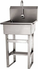 SANI-LAV - 20" Long x 17" Wide Inside, 1 Compartment, Grade 304 Stainless Steel Hand Sink Wall Mount with Electronic Faucet - 16 Gauge, 23" Long x 20-1/2" Wide x 46-1/2" High Outside, 9" Deep - Exact Tool & Supply