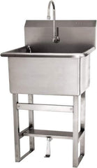 SANI-LAV - 22" Long x 16" Wide Inside, 1 Compartment, Grade 304 Stainless Steel Scrub Sink Floor Mount with Single Foot Valve - 16 Gauge, 25" Long x 19-1/2" Wide x 46-1/2" High Outside, 10-1/2" Deep - Exact Tool & Supply