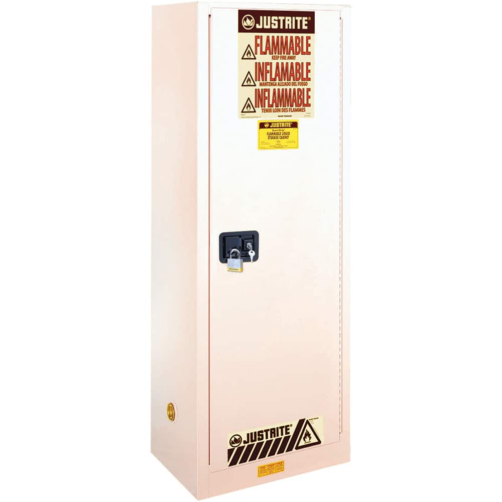 Justrite - 1 Door 3 Shelf 22 Gal Space Saver Safety Cabinet for Flammable Substances - Exact Tool & Supply
