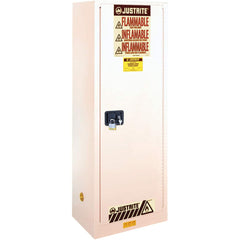 Justrite - 1 Door 3 Shelf 22 Gal Space Saver Safety Cabinet for Flammable Substances - Exact Tool & Supply
