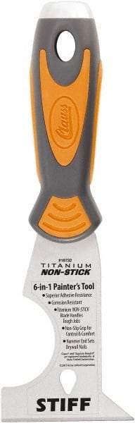 Clauss - 2-1/2" Wide Chisel Edge Blade Stainless Steel 6-In-1 Tool - Stiff, Cushioned Grip / Hammerhead ABS/TPR Handle, 7.87" OAL - Exact Tool & Supply