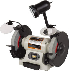 Enco - 6" Wheel Diam x 3/4" Wheel Width, 1/2 hp Grinder - 1/2" Arbor Hole Diam, 1 Phase, 3,450 Max RPM, 120 Volts - Exact Tool & Supply