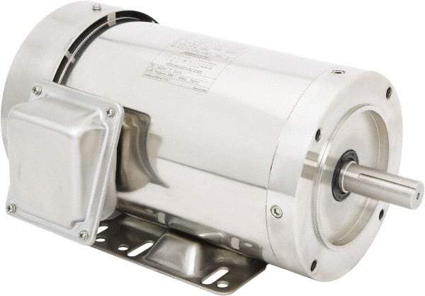 Leeson - 2 Max hp, 1,800 Max RPM, Premium Efficient Electric AC DC Motor - 230/460 V Input, Three Phase, 145TC Frame, 7/8" Shaft Diam, C-Face with Base Mount, TEFC Enclosure - Exact Tool & Supply