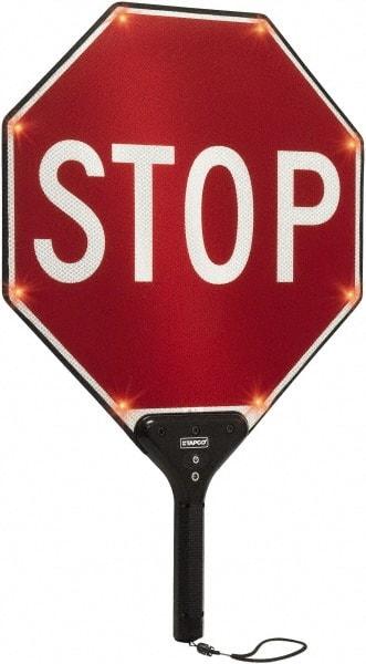 TAPCO - "Stop", 18" Wide x 24" High, Aluminum Stop & Yield Signs - 0.08" Thick, Red/White, Diamond Grade Reflectivity, Octagon, Post Mount - Exact Tool & Supply