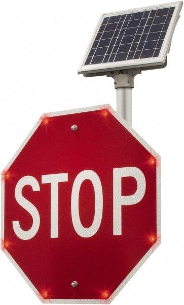 TAPCO - "Stop", 48" Wide x 48" High, Aluminum Stop & Yield Signs - 0.08" Thick, Red/White, Diamond Grade Reflectivity, Octagon, Post Mount - Exact Tool & Supply