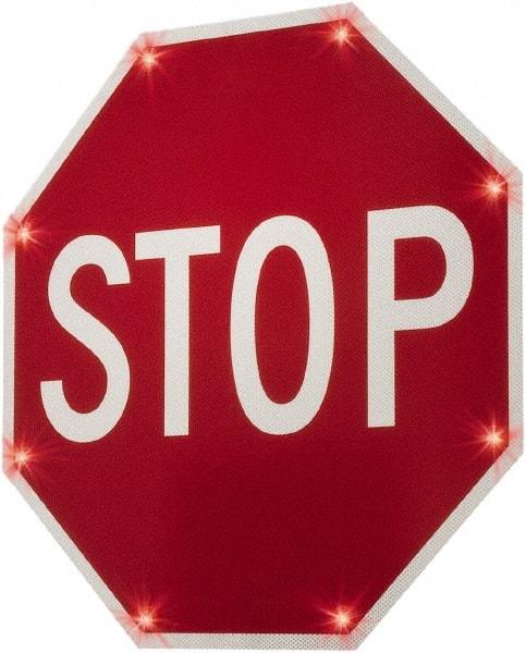 TAPCO - "Stop", 36" Wide x 36" High, Aluminum Stop & Yield Signs - 0.08" Thick, Red/White, Diamond Grade Reflectivity, Octagon, Post Mount - Exact Tool & Supply