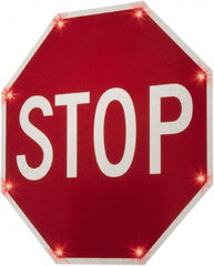 TAPCO - "Stop", 36" Wide x 36" High, Aluminum Stop & Yield Signs - 0.08" Thick, Red/White, Diamond Grade Reflectivity, Octagon, Post Mount - Exact Tool & Supply