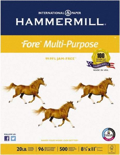 Hammermill - 8-1/2" x 11" White Copy Paper - Use with Plain Paper Office Equipment - Exact Tool & Supply