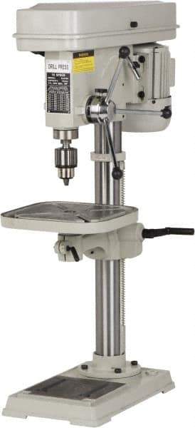 Enco - 346mm Swing, Step Pulley Drill Press - 16 Speed, 1 hp, Single Phase - Exact Tool & Supply